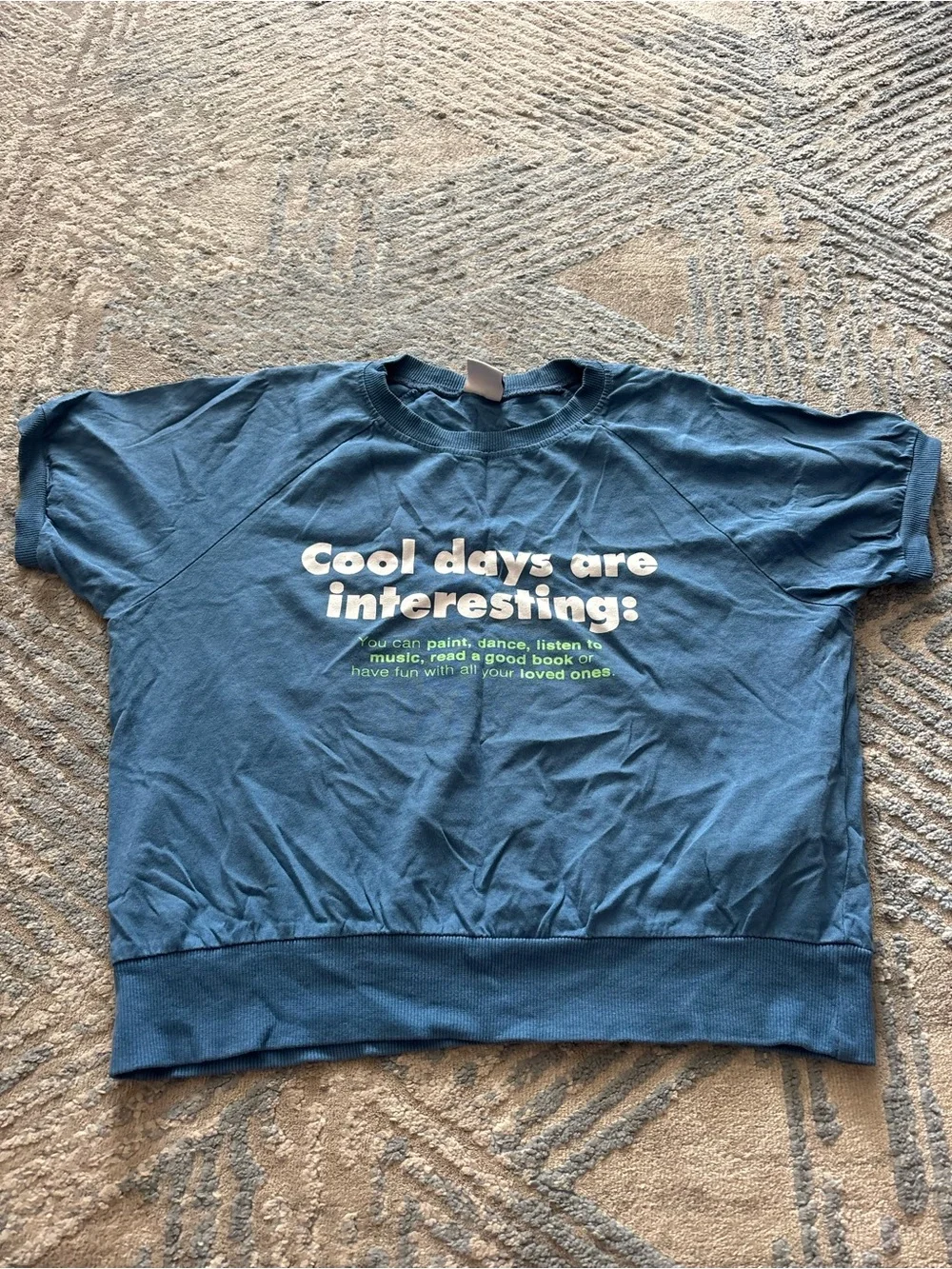 Zara Blue Graphic Tee with White Text